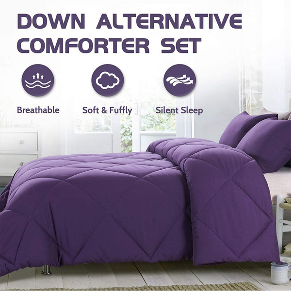 Purple 3 Pieces Comforter Set by WhatsBedding