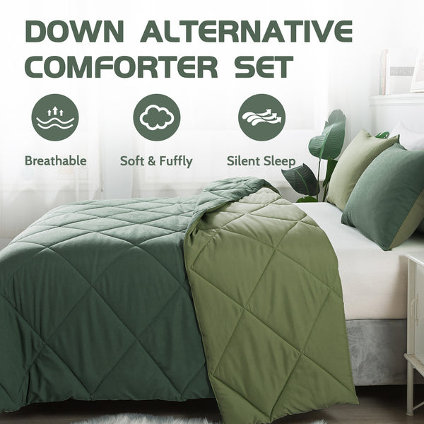 Green 3 Pieces Comforter Set,Twin Size by WhatsBedding