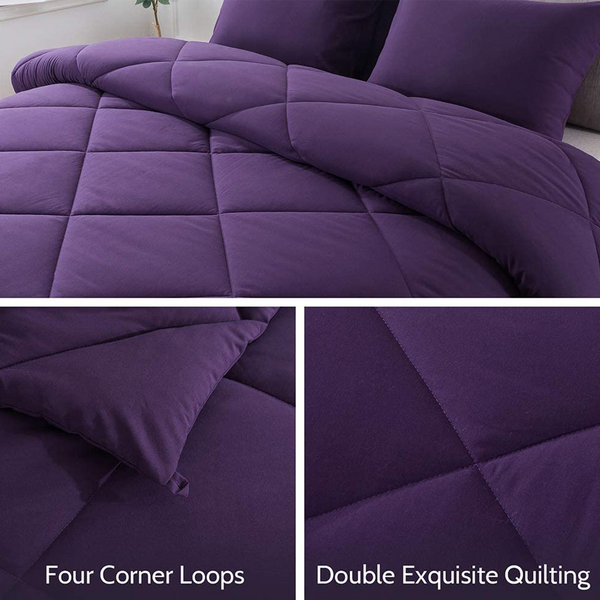 Purple 3 Pieces Comforter Set by WhatsBedding