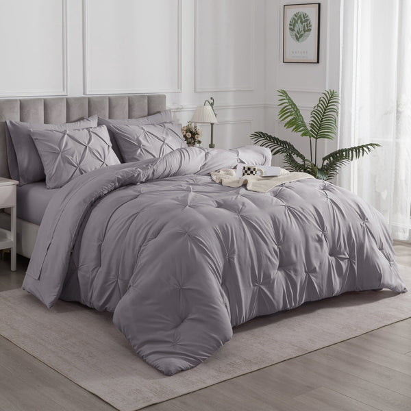 IGI® 7 Pieces Pintuck Bedding Set with Comforters, Sheets, Pillowcases & Shams