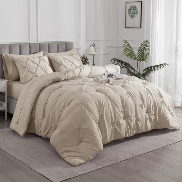IGI® 7 Pieces Pintuck Bedding Set with Comforters, Sheets, Pillowcases & Shams