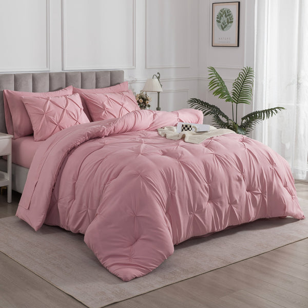 IGI® 7 Pieces Pintuck Bedding Set with Comforters, Sheets, Pillowcases & Shams