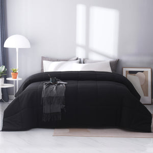 Lightweight Black-gray Reversible Down Alternative Quilted Comforter by EDUJIN