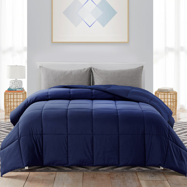 Navy Blue All Season Down Alternative Quilted Comforter by WhatsBedding