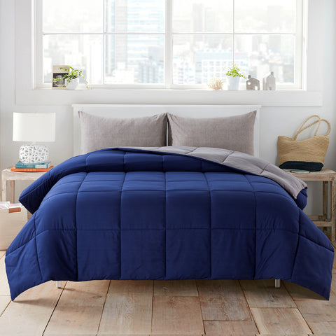 Blue/Gray All Season Down Alternative Quilted Comforter by WhatsBedding