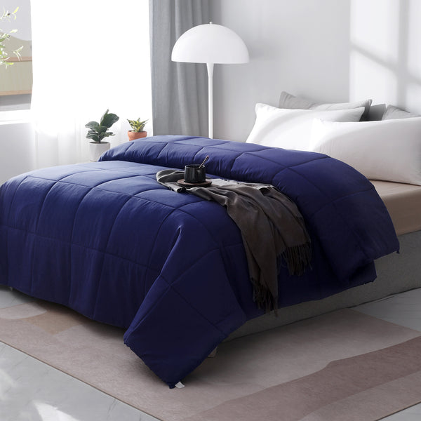 Lightweight Navy Blue Down Alternative Quilted Comforter by EDUJIN