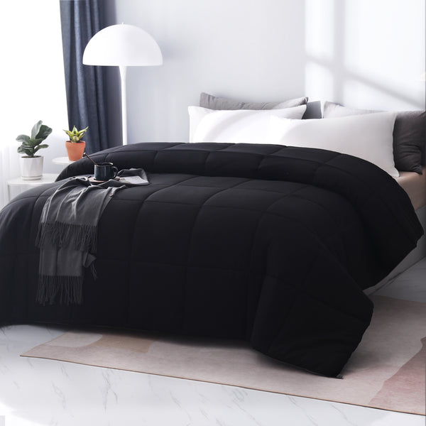 Lightweight Black-gray Reversible Down Alternative Quilted Comforter by EDUJIN