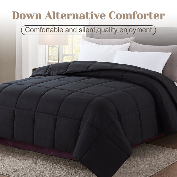 Black All Season Down Alternative Quilted Comforter by WhatsBedding