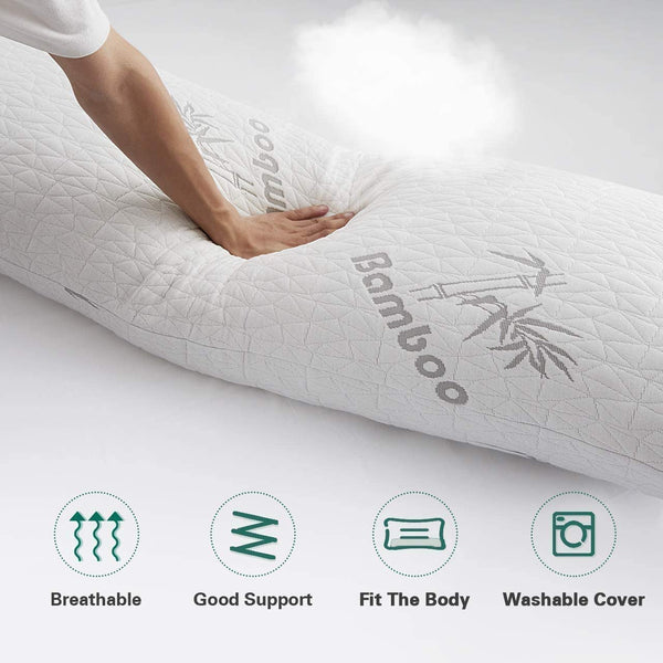 Memory Foam Body Pillow for Adults with Removable Bamboo Cover by DOWNCOOL