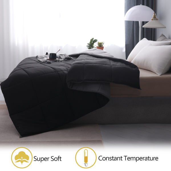 Lightweight Black-gray Reversible Down Alternative Quilted Comforter by EDUJIN