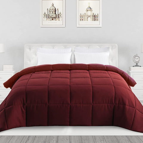 All-Season Red Down Alternative Quilted Comforter by ELNIDO QUEEN