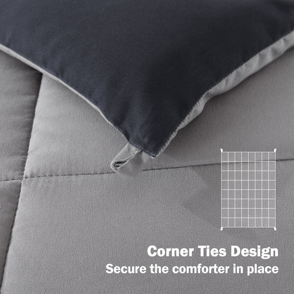 Black/Gray All Season Down Alternative Quilted Comforter by WhatsBedding