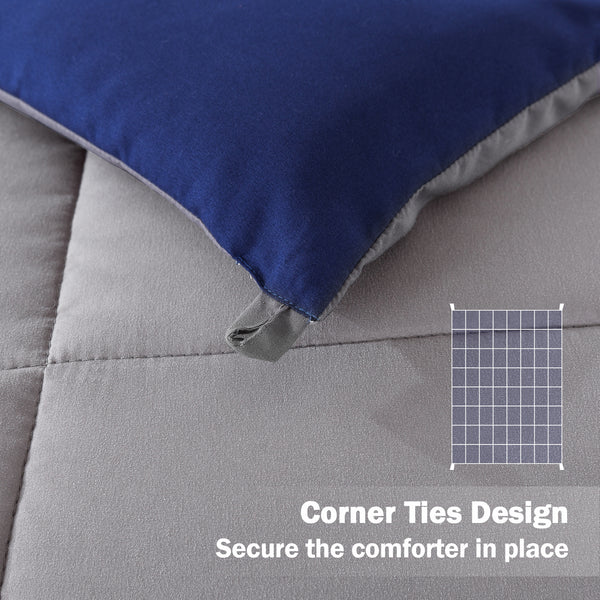 Blue/Gray All Season Down Alternative Quilted Comforter by WhatsBedding