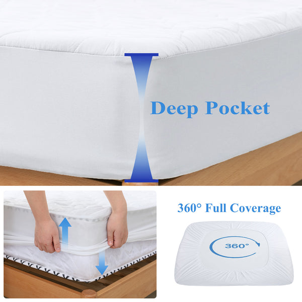 Ultra Soft Cotton Waterproof Mattress Pad by DOWNCOOL