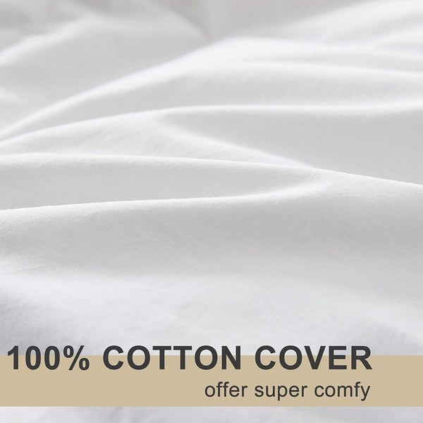 White Lightweight Down Comforter with 100% Cotton Cover by ELNIDO QUEEN