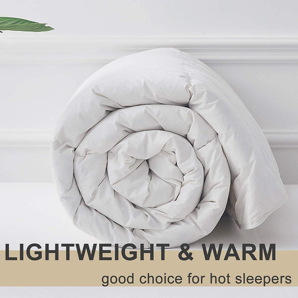 White Lightweight Down Comforter with 100% Cotton Cover by ELNIDO QUEEN