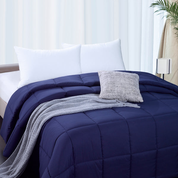 Navy Blue All Season Down Alternative Quilted Comforter by WhatsBedding