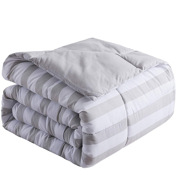 Stripe and Light Grey Reversible Down Alternative Comforter by Cosybay